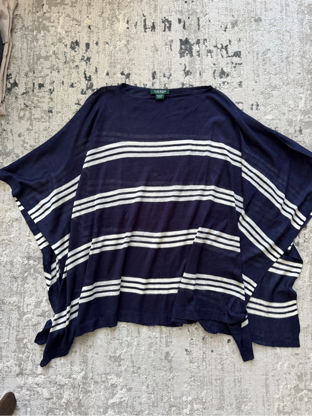 Lauren Ralph Lauren Striped Poncho OS